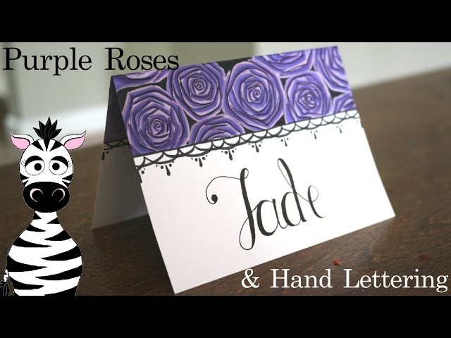 Purple Roses and Lettering Tutorial With Illustration Markers and Colored Pencils | Birthday Card