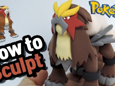 Sculpting Entei Legendary Pokémon in Clay