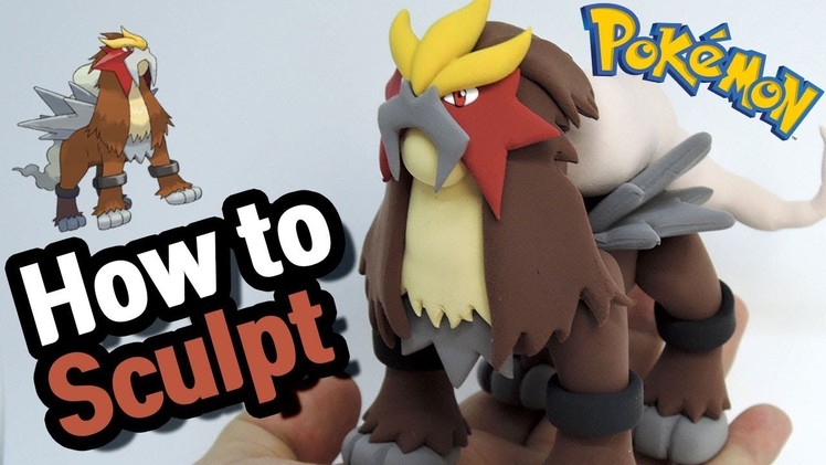 Sculpting Entei Legendary Pokémon in Clay