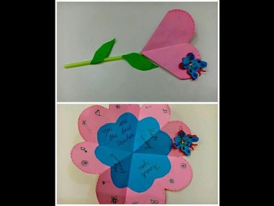 Thank You Teacher - Easy Heart Flower Pop-Up card