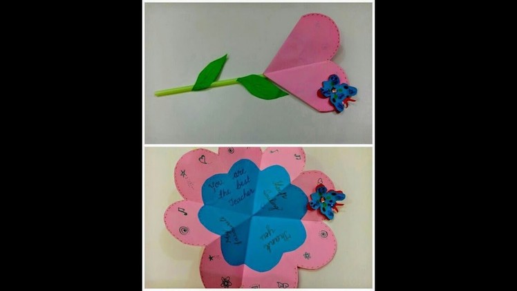 Thank You Teacher - Easy Heart Flower Pop-Up card