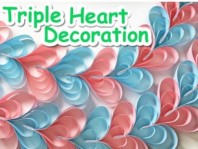 七夕飾り　ハートつづり2の作り方音声字幕解説付☆ Triple Heart ornament tutorial