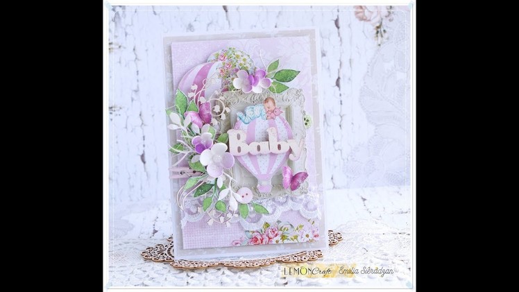 Card for a Baby Girl Step by step with Lemoncraft