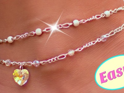 Cute Diy Anklet With Crystals And Beads. Easy Jewelry Making