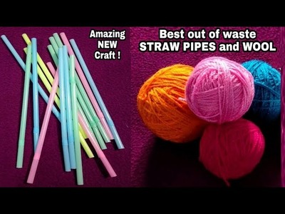 DIY Best out of Straw Pipes.Hanging Jhumar out of Straw Pipes &Wool