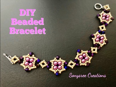 DIY Bicones Pearls Bracelet . How to make beaded Bracelet
