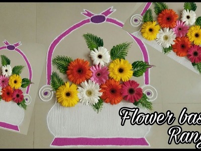 Easy flower basket rangoli | Top Rangolis