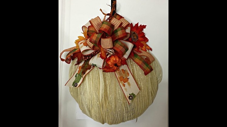 How to make a pumpkin with a Dollar Tree frame and easy bow