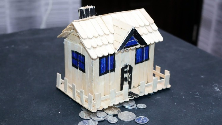 How to Make Popsicle Stick House Coin Bank Box