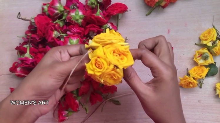 How to string rose decoration flowers | rose flower decoration ideas
