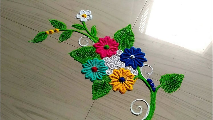 Innovative & BEAUTIFUL rangoli designs with flowers by jyoti Rathod