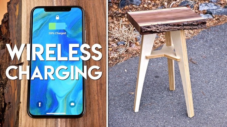 Live Edge End Table with Wireless Charging. Flat Pack Furniture Woodworking Project