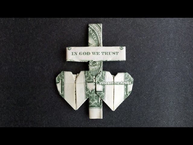 Money Origami CROSS & 2 HEARTS - Dollar Bill Art