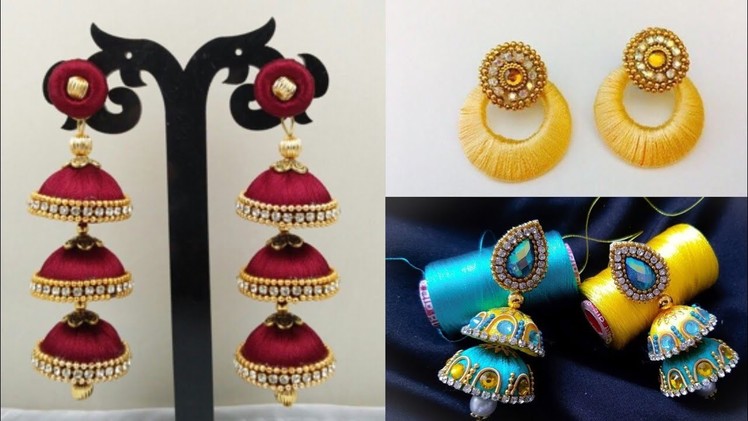 New silk thread earrings design ideas.Kundan silk thread earrings for indian outfits