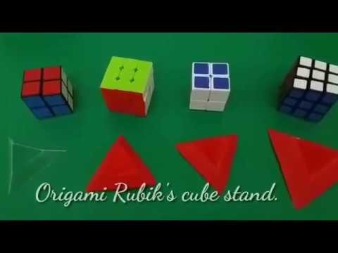Origami Rubik's Cube stand l Easy Origami Paper Rubik's Cube Stand