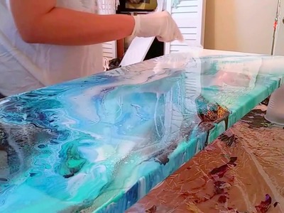Resin over a 12x36 acrylic pour, My First Time!!