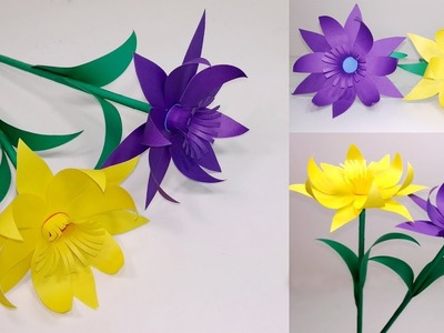 Stick Flower:How to Make Stick Flower Daffodil | Stick Paper Flower Ideas | Jarine's Crafty Creation