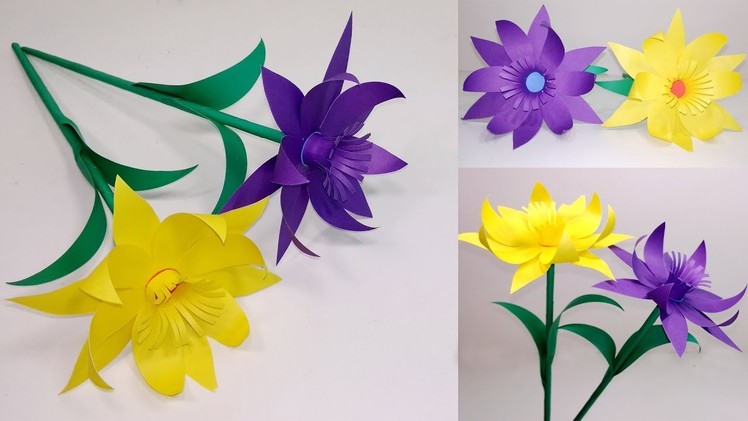 Stick Flower:How to Make Stick Flower Daffodil | Stick Paper Flower Ideas | Jarine's Crafty Creation