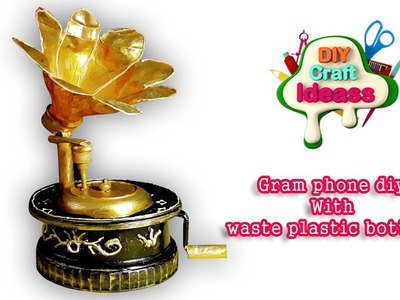 Waste plastic bottles diy with Gram phone |Retro Record Player | diy craft ideas