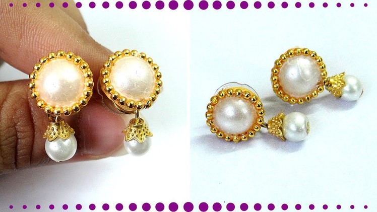 5 min Beautiful & Cute DIY Pearl Earring design | 5 min Craft | Handmade jewellery for Girls !