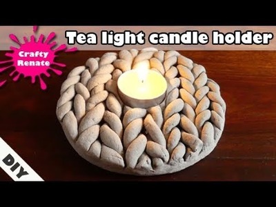 Air dry clay ideas - tea light candle holder 'knitted stone'