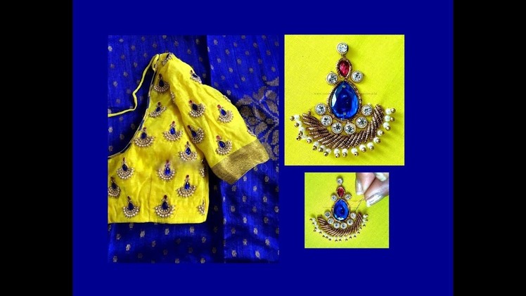 Beautiful Jhumka Aari.Maggam Hand Embroidery Design Blouses | Sari | Dupatta - Hand Stitches