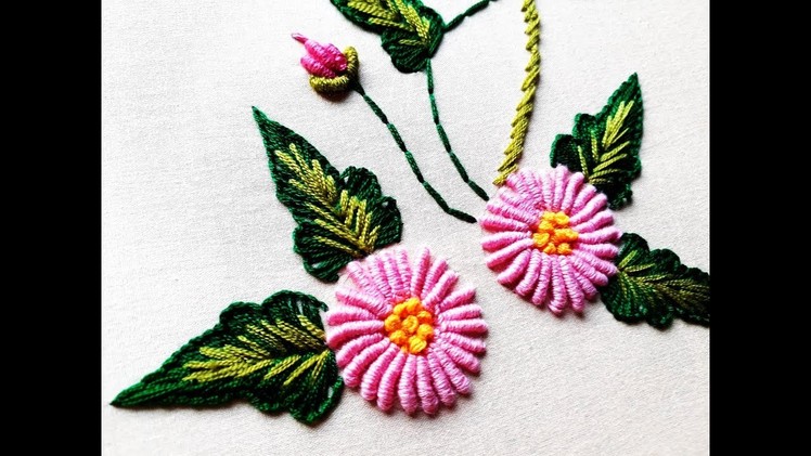 Bullion knot stitch for beautiful flower design | Hand Embroidery Designs