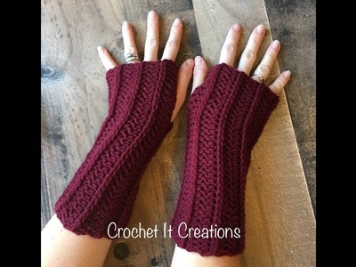 Camel Stitch Fingerless Gloves Crochet Video Pattern by Crochet It Creations