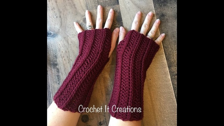 Camel Stitch Fingerless Gloves Crochet Video Pattern by Crochet It Creations