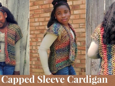 Crochet Cardigan with Capped Sleeves