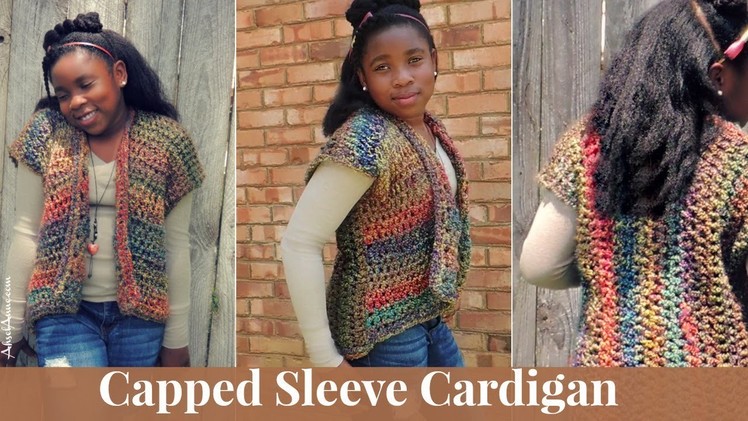 Crochet Cardigan with Capped Sleeves