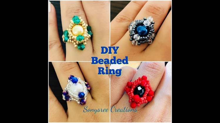 DIY Beaded Ring. Easy to make. Beaded Ring
