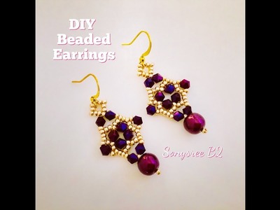 DIY Bicone Beaded Earrings. How to make beaded earrings.Beading.Jewellery making ????
