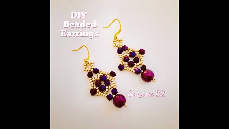DIY Bicone Beaded Earrings. How to make beaded earrings.Beading.Jewellery making ????