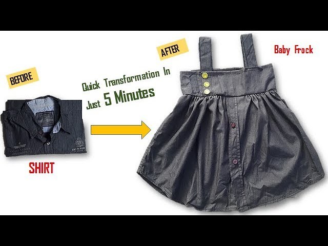 DIY Convert old Shirt to CUTE BABY FROCK cutting and stitching Full Tutorial