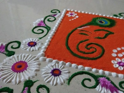 Easy Ganesha Rangoli Designs by Shilpa's Creativity