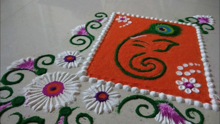 Easy Ganesha Rangoli Designs by Shilpa's Creativity