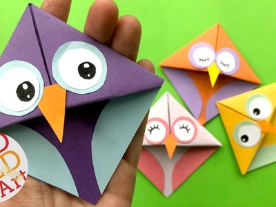 Easy Owl Origami Bookmark -  DIY Corner Bookmarks Owls