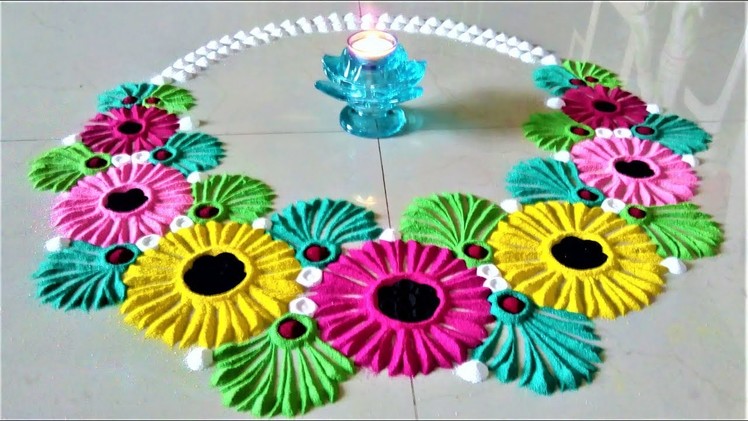 Gudi Padwa Rangoli Designs# Ugadi Rangoli# Flower Rangoli by Shital Mahajan.