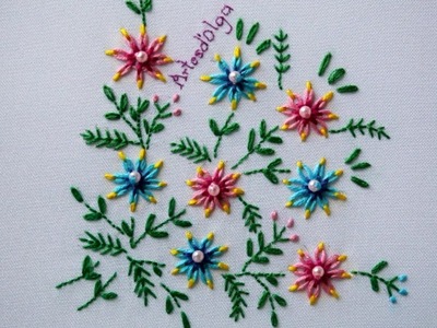 Hand Embroidery: 3 color Lazy daisy stitch Flowers |Flores en puntada margarita tricolor|Artesd'Olga