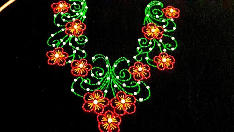 Hand embroidery designs | Neck design for dresses.