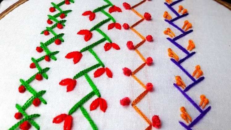 Hand Embroidery:easy b4 border design y cherry blossom.