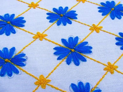 Hand Embroidery Nakshi Katha; lazy deisy stitch ; Back Stitch
