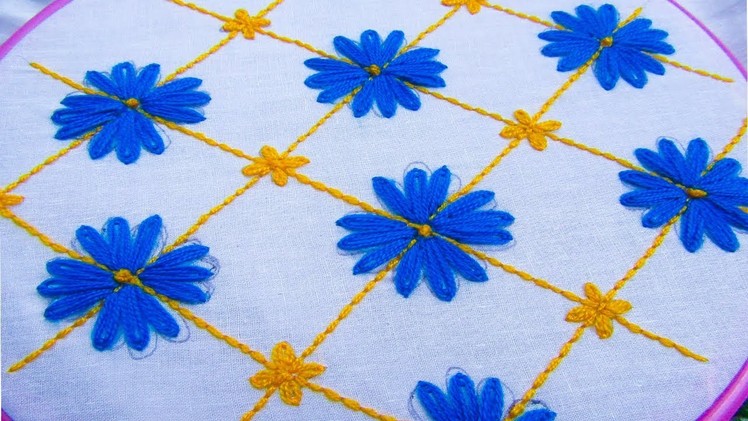 Hand Embroidery Nakshi Katha; lazy deisy stitch ; Back Stitch