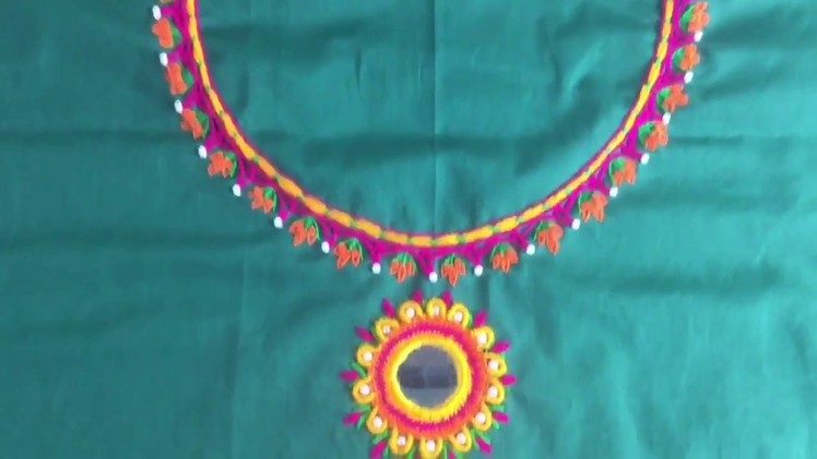 Hand embroidery Neckline Balochi stitch embroidery design