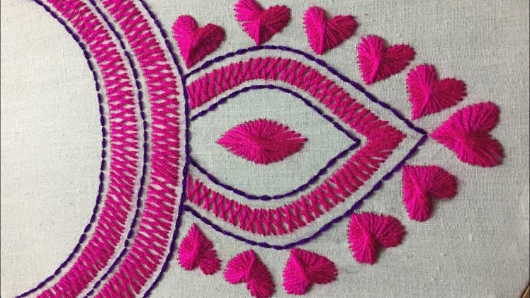 Hand embroidery neckline design by nakshi design art