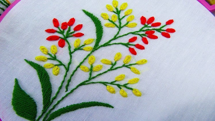 Hand Embroidery ; Oyster stitch embroidery