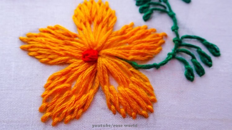 Hand Embroidery Stitch: Lazy Daisy stitch modern flower embroidery part-3