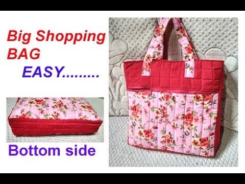 Handmade big shopping bag. lunch bag. cutting and stitching in hindi.Travel Bag.shoulder bag