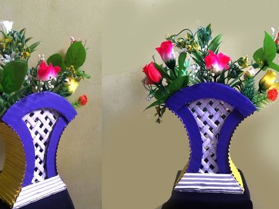 How to make Newspaper Flower vase DIY Using Cardboard | Best out of waste |All type videyos